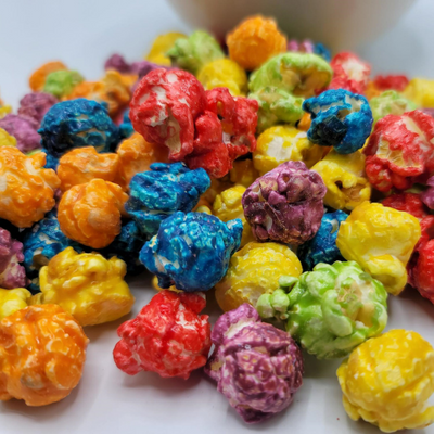 Rainbow Popcorn | Fun Colored Popcorn | Unique Party Treat | No Hassle | Ready To Eat | Colorful Candy Coated Popcorn | Add Pizzaz To Your Next Party | Made in Small Batches | Party Popcorn | Pack of 4 | Shipping Included