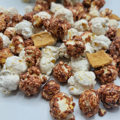 S'more Popcorn |  Hassle-Free Snack | Rich Chocolate With Marshmallow Coated Popcorn And Crunchy Graham Cracker Chunks | Bringing The Campfire To You | Add Pizzaz To Your Next Party | Made in Small Batches | Party Popcorn | Pack of 6 | Shipping Included