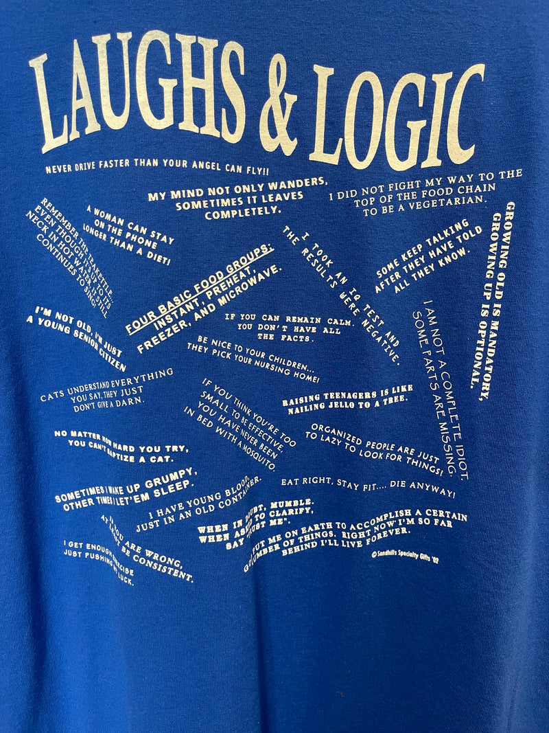 Laugh & Logic Tee | Blue | Unisex | Nebraska Humor | Perfect Gift For Jokester | Breathable Material | 50% Cotton | 50% Polyester | Soft & Comfy Fit