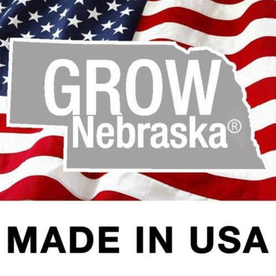 GROW Nebraska Logo Made in the USA Logo on white background.