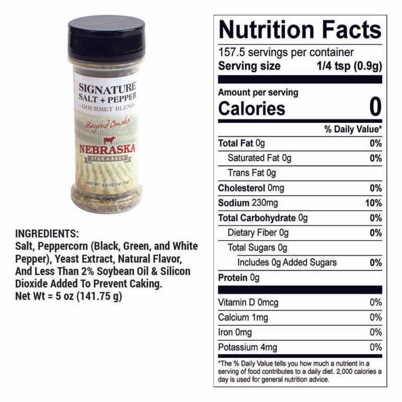 Salt + Pepper Blend | 5 oz. | Black & White Peppercorns With Premium Sea Salt Flakes | Elevates Flavor Of Meat & Vegetables | A Classic, Elevated | Nebraska Seasoning