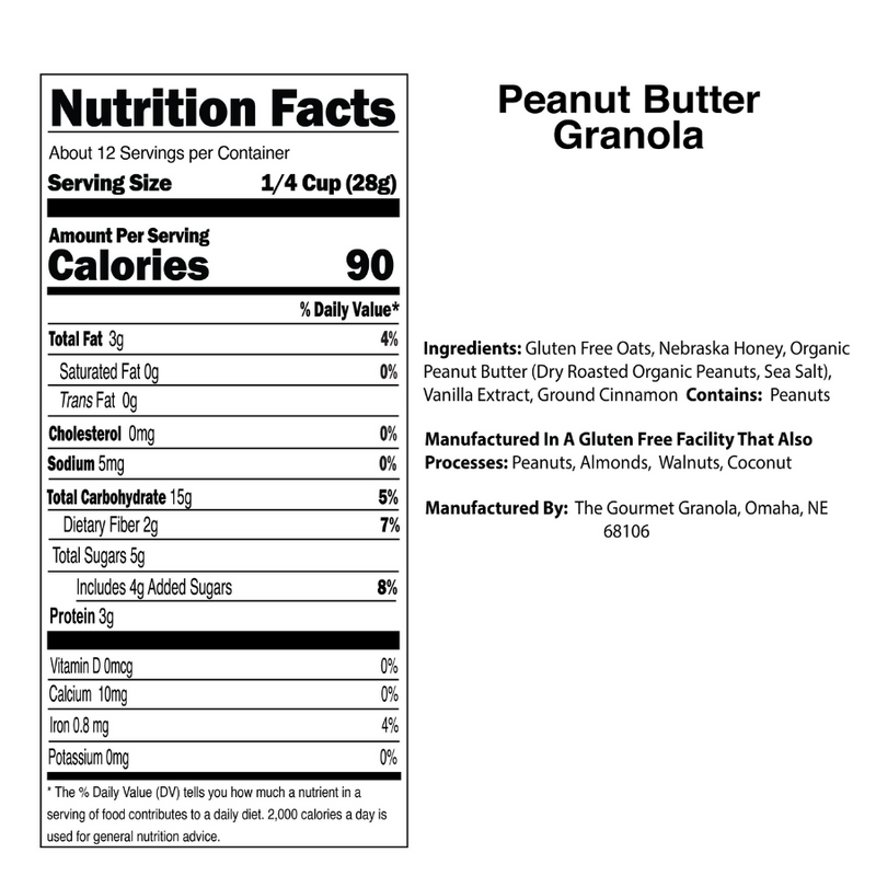 Peanut Butter Granola | 12 oz. Bag | Fan Favorite Flavor | Perfect For Peanut Butter Fans | Enjoy With A Glass Of Milk Or On Yogurt | Healthy, Quick Snack | Gluten, Dairy, & Soy Free | No Guilt