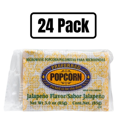 Jalapeno Microwave Popcorn | Microwave Popcorn with a Kick | Hot & Spicy Snack | Good Source of Fiber | 3 oz Bag | Preferred Popcorn | Shipping Included | Multi Pack
