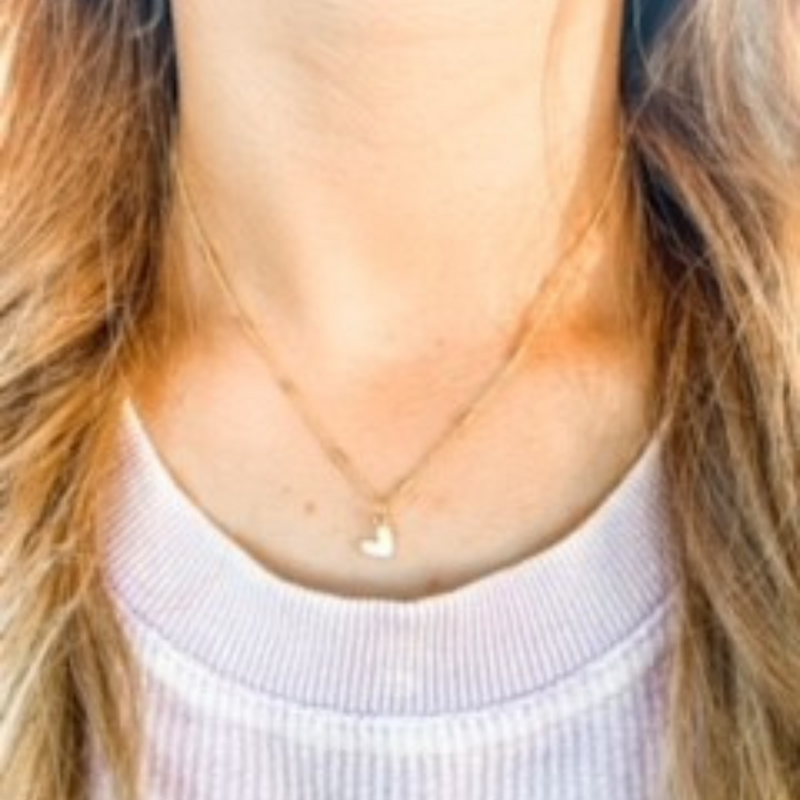 Gold Filled Enamel Heart Necklace | Short Chain | Layers You&