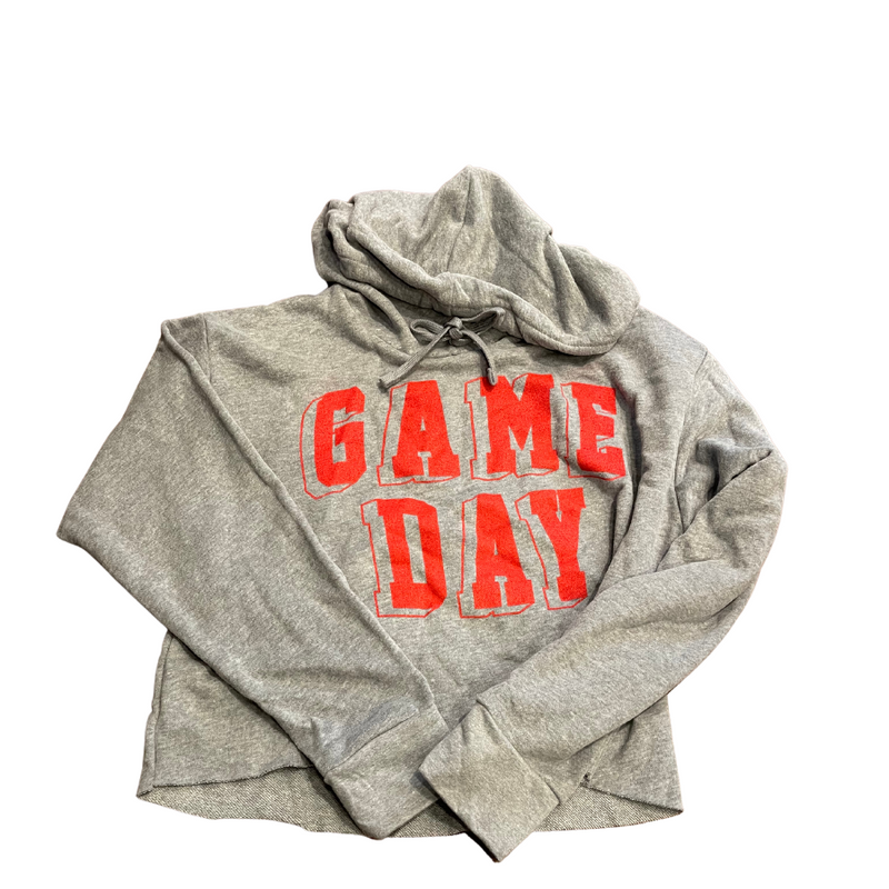 Game Day Crop Top | Gray Hoodie | Great For Football Games & Parties | Show Your Love For Any Game Day | Soft & Loose Fitting | Cute, Stylish Hoodie