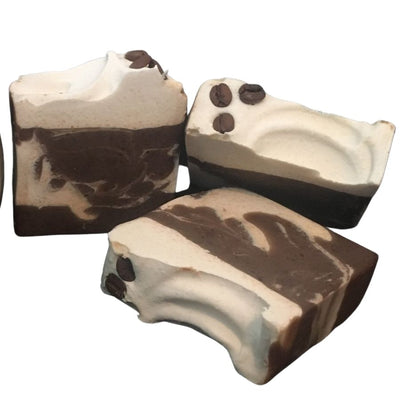 3 Cowboy Coffee Scented 4.5 oz soap bars on white background.