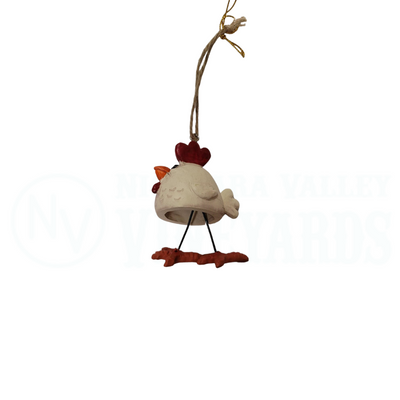 Side-view of Chicken ornament with wire legs 