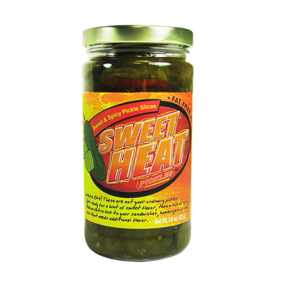 Sweet Heat Pickles | 12 oz. | Fat Free | Adds A Crunchy Kick To Any Ordinary Dish | Sweet And Spicy Pickle Slices | Nebraska Pickles | Perfect For Pickle Lovers | Delicious Savory Topping