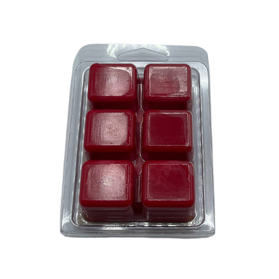 Upsidedown LaRee's handcrafted soap 2.75 oz Cranberry Woods scented 100% Natural Soy Wax Melts on white background.