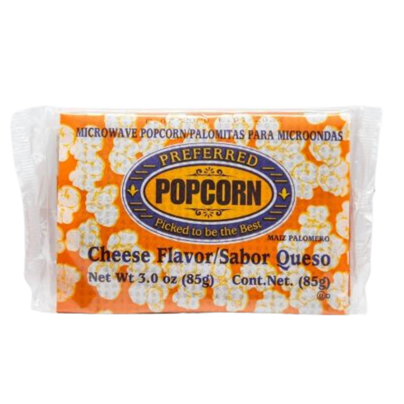 Cheese Microwave Popcorn | Savory Mouthwatering Snack | Great Source of Fiber & Protein | Ready in Minutes | 3 oz. Bag | Preferred Popcorn | Box of 3