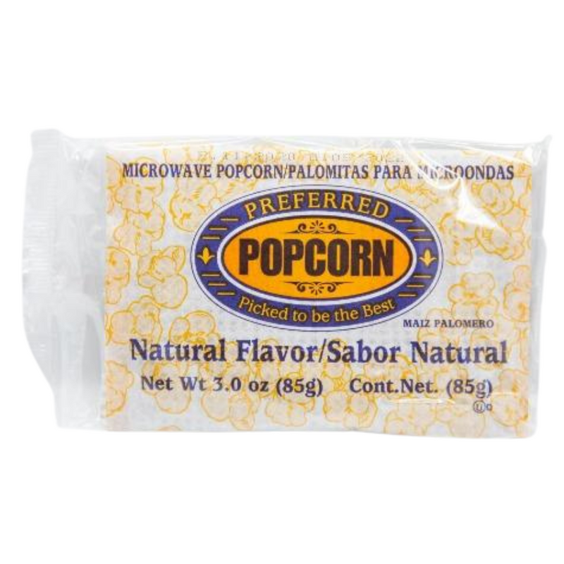 All Natural Flavored Microwave Popcorn | Good Source of Fiber | No Added Ingredients | Preferred Popcorn | 3 oz. Bag | Multipacks | Shipping Included