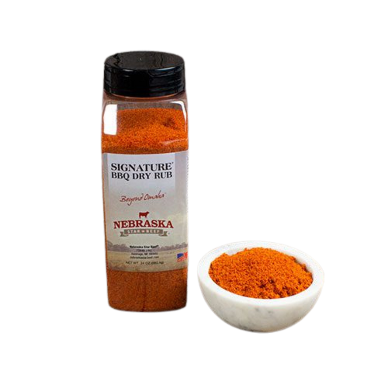 BBQ Dry Rub | 24 oz. | Classic Smoky BBQ Flavor | Convenient Dry Rub | Blends Well With Other Ingredients | Hickory, Smoky Taste | Perfect Blend Of Spices | Sweet & Smoky | Nebraska Seasoning