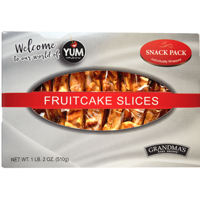 Everyone's Favorite Traditional Fruit Cake Slices | Grandma's Fruit Cake Slices | Made with Love | 18 oz box of 22 slices | Brandy, Bourbon, & Rum Cake | Packed With Raisins, Cherries, Pineapple, Walnuts, Pecans, & Almonds