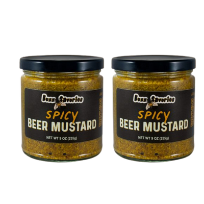 Spicy Beer Mustard | 9 oz. Jar | 2 Pack | Shipping Included | Textured & Seasoned To Perfection | Savory Blend Of All-Natural Spices, Honey, & Stout Beer | Used As A Spread, Marinade, & Everything Else Imagined | Simple, Hearty Ingredients