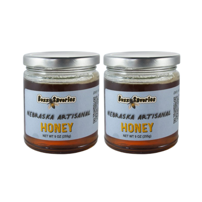 All-Natural Honey | 9 oz. Jar | 2 Pack | 100% Honey | Indefinite Shelf Life | All Natural Honey | Packed By Hand | Nebraska Honey | Natural Sweetener