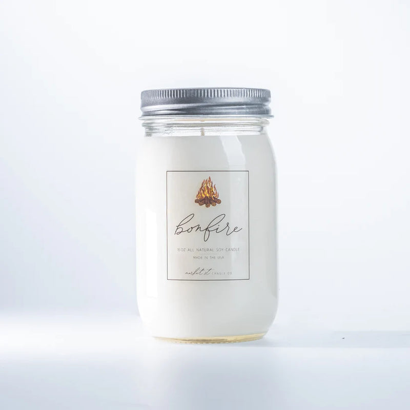 Bonfire Candle | Market Street Candle Co | 16 oz. | Notes Of Smoky Wood, Cedar, Pine, Birch, & Fresh Clove | Nebraska Candle | All Natural Soy Wax | Hand Poured In The USA | Long-Lasting