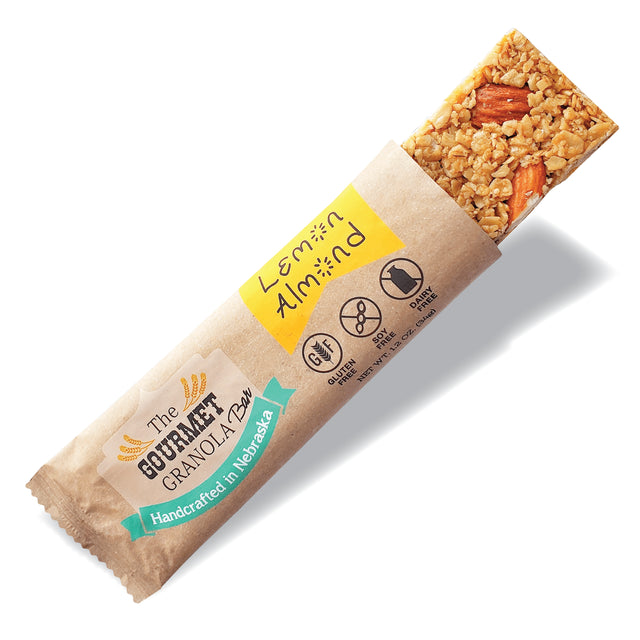Lemon Almond Granola Bar | Soft & Chewy | Perfect Before Or After Workout Snack | Gluten, Dairy, & Soy Free | Nebraska Granola |