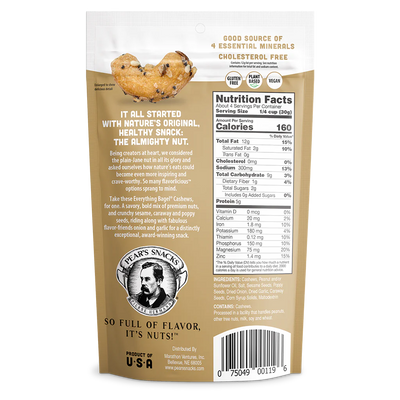 Everything Bagel Cashews | 4 oz. | Savory Onion & Garlic Flavor | Cashew, Caraway, & Sesame Seed Blend | Perfect Snack | High Protein | Vegan & Gluten Free | 2 Pack | Shipping Included