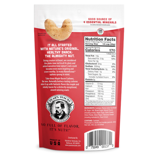 Maple Bacon Cashews | 4 oz. | Buttery Cashews Paired With Maple & Smoky Bacon Flavors | Ultimate Breakfast Snack | Award-Winning | High Protein Snack