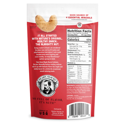 Maple Bacon Cashews | 4 oz. | Buttery Cashews Paired With Maple & Smoky Bacon Flavors | Ultimate Breakfast Snack | Award-Winning | High Protein Snack