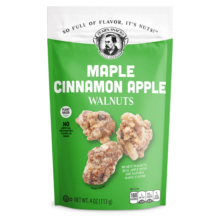 Maple Cinnamon Apple Walnuts | 4 oz. | Award-Winning | Heart Healthy Walnuts With Crisp, Cinnamon Apple Bits | Natural Maple Flavor | Midnight Or Afternoon Snack | Sweet & Buttery Perfection