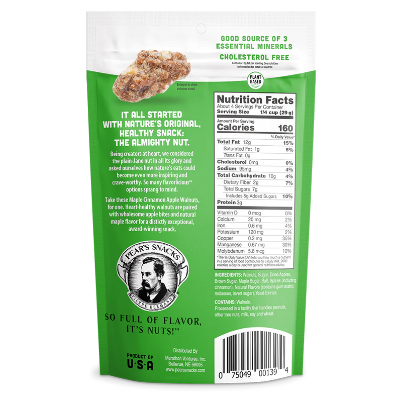 Maple Cinnamon Apple Walnuts | Perfectly Cooked Walnuts Coated In Apple Cinnamon Spice | Perfect On-The-Go Snack | Crunchy & Sweet | High Protein | 2 Pack | Shipping Included