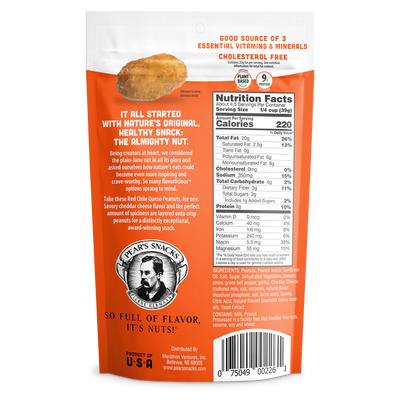 Red Chile Queso Flavored Peanuts | 6 oz. | Cheesy, Spicy Peanuts | Coated In A Rich Blanket Of Cheddar Cheese | Packed With Natural Protein | Big, Bold Taste | Perfect Quick Snack | Irresistible Flavor | Plant-Based