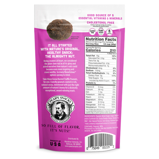 Cocoa Dusted Truffle Flavored Peanuts | 5 oz. Bag | Coat Of Rich, Natural Cocoa | High Protein Sweet Treat | Gluten Free | Vegan | Plant-Based | Perfect For Chocolate Lovers | Sweet & Crunchy