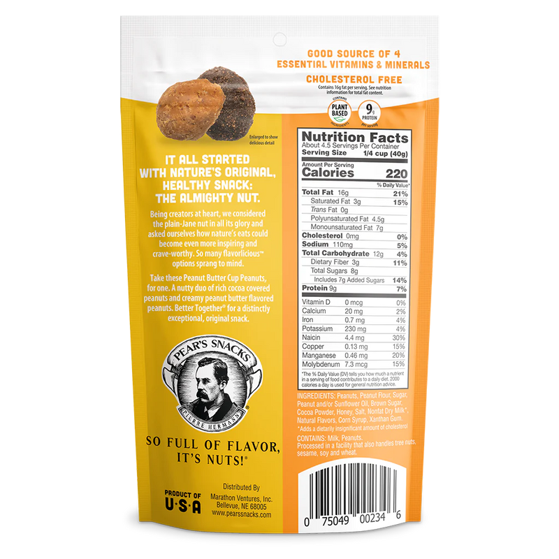 Peanut Butter Cup Flavored Peanuts | 5 oz. | Rich, Creamy Peanut Butter Flavored Peanuts | Natural Cocoa Covered Peanuts | Perfect Medley Of Sweet & Salty | Delicious Snack For Peanut Butter Cup Lovers
