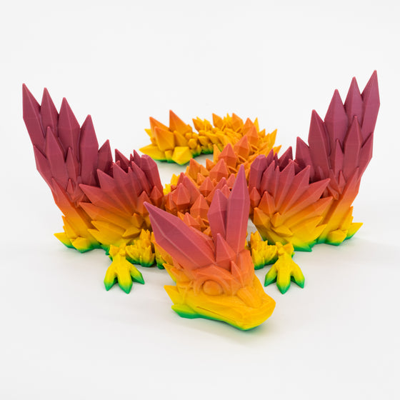 3D Printed Dragon | Crystal Dragon With Wings | 3D Printed Toy | Rotatable and Poseable | Made in Holdrege, NE | Black Sheep Productions LLC