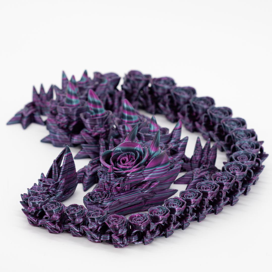 3D Printed Rose Dragon | For Kids With Anxiety | Fully Rotateable | Like A Real Dragon Pet | Made in Holdrege, NE | Black Sheep Productions LLC