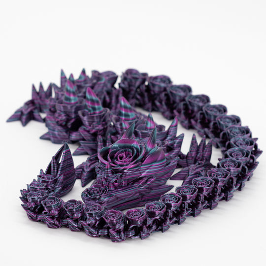 3D Printed Rose Dragon | For Kids With Anxiety | Fully Rotateable | Like A Real Dragon Pet | Made in Holdrege, NE | Black Sheep Productions LLC