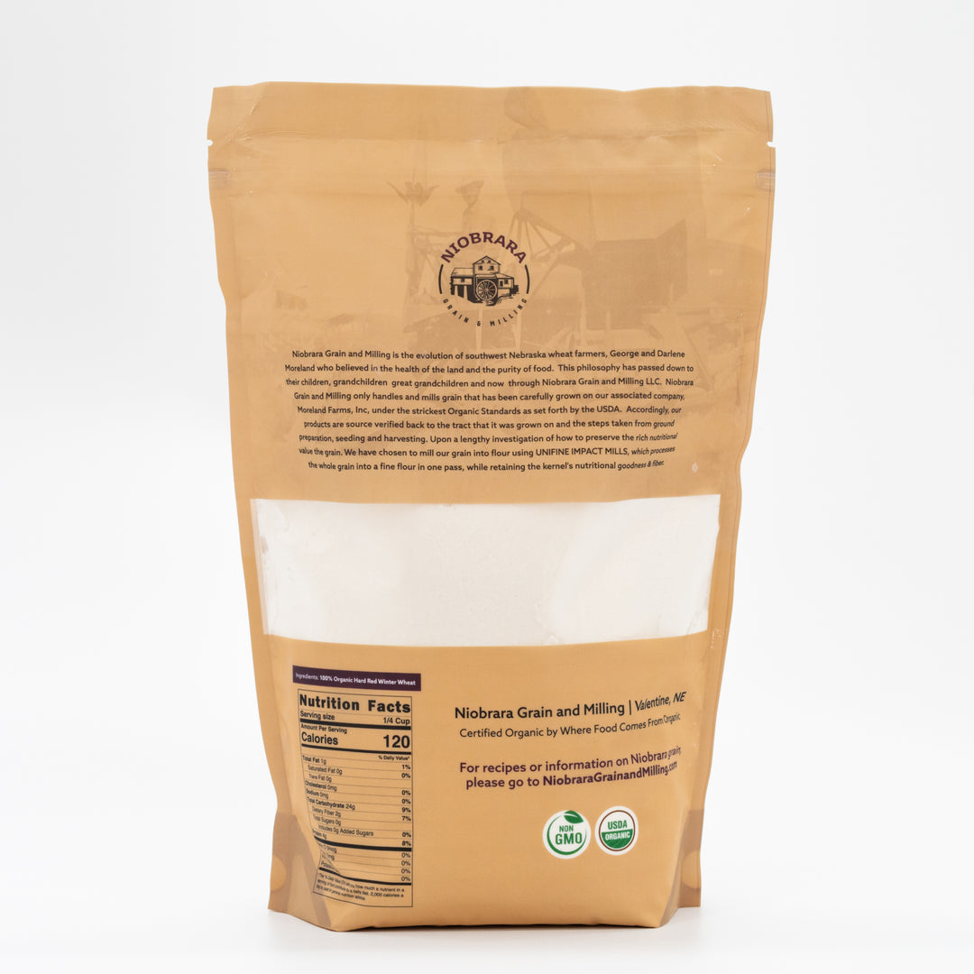 100% Organic Whole Wheat Flour | 3 LB | Carefully Sifted | Multipurpose Flour | Made in Valentine, NE | Niobrara Grain and Milling