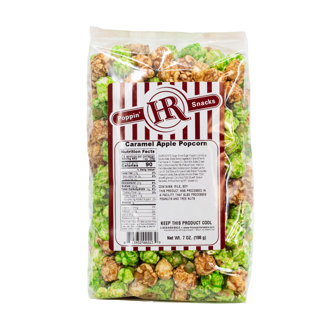 Caramel Apple Popcorn | 7 oz. | Creamy Caramel Coated Popcorn | Hints of Sweet Apple | Made in Gibbon, NE | HR Poppin' Snacks