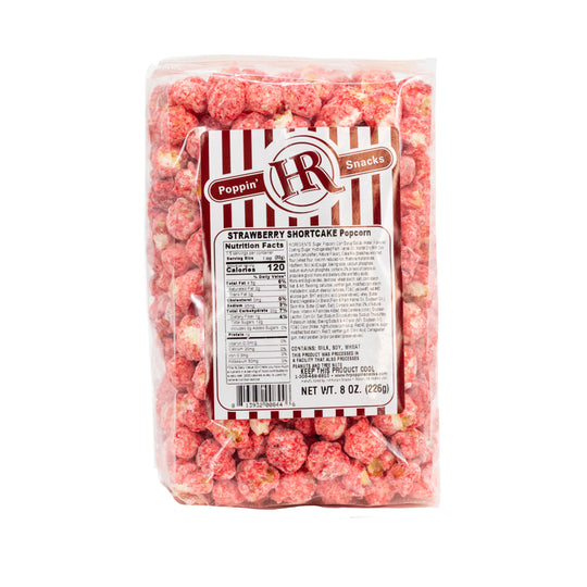 Strawberry Shortcake Popcorn | 8 oz. | Creamy Strawberry Flavor | Dusted In Shortcake | Made in Gibbon, NE | HR Poppin' Snacks