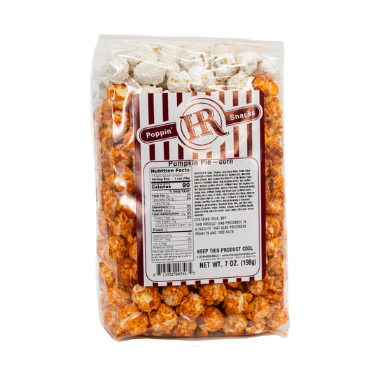 Pumpkin Pie Popcorn | 7 oz. | Seasonal Popcorn Flavor | Fresh Pumpkin With Sweet Crust | Made in Gibbon, NE | HR Poppin' Snacks