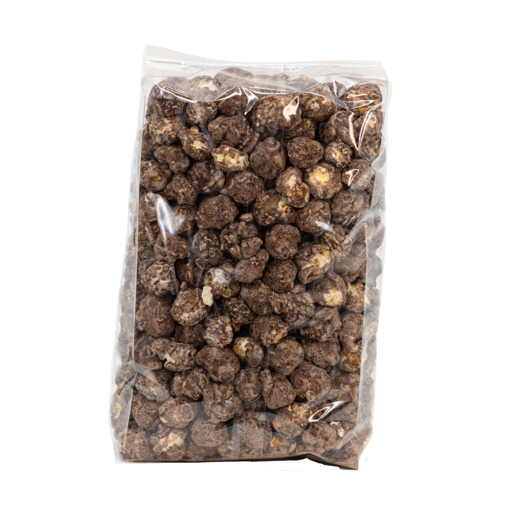 Fudge Brownie Popcorn | 8 oz. | Chocolate Coated Popcorn | Dusted With Brownie Batter | Made in Gibbon, NE | HR Poppin' Snacks