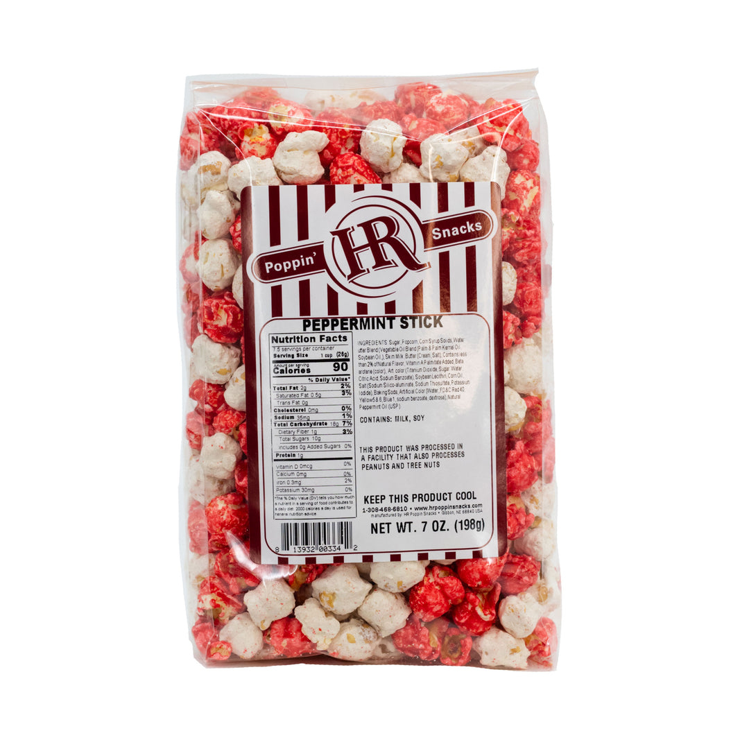 Peppermint Stick Popcorn | Made in Small Batches | Party Popcorn | Peppermint Flavored Popcorn | Perfect Snack For Peppermint Lovers | Fresh Burst of Flavor | Freshly Popped Popcorn