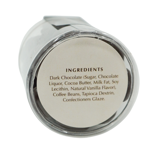 Ingredients list on a container lid with a white background