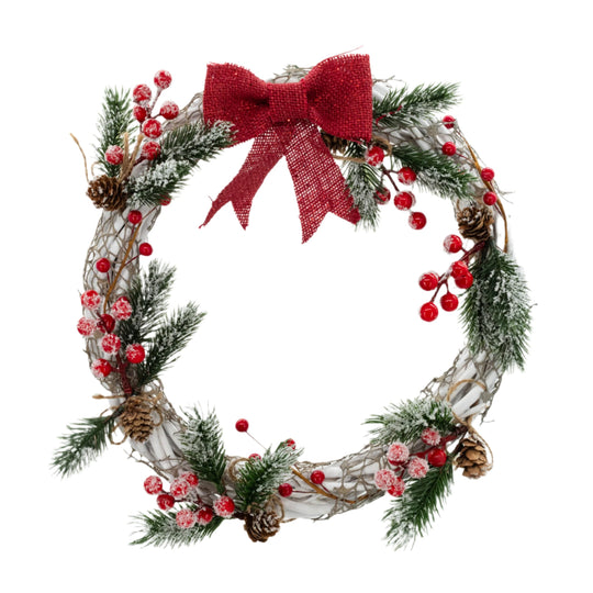 White Christmas Wreath | Small | Holiday Decor | Decorative Wreath | Kj Made | Made in Gibbon, NE