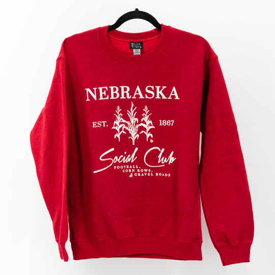 Nebraska Social Club Sweatshirt | Cute NE Apparel | Simple & Cute | Lux by Leslie | Made in Ord, NE