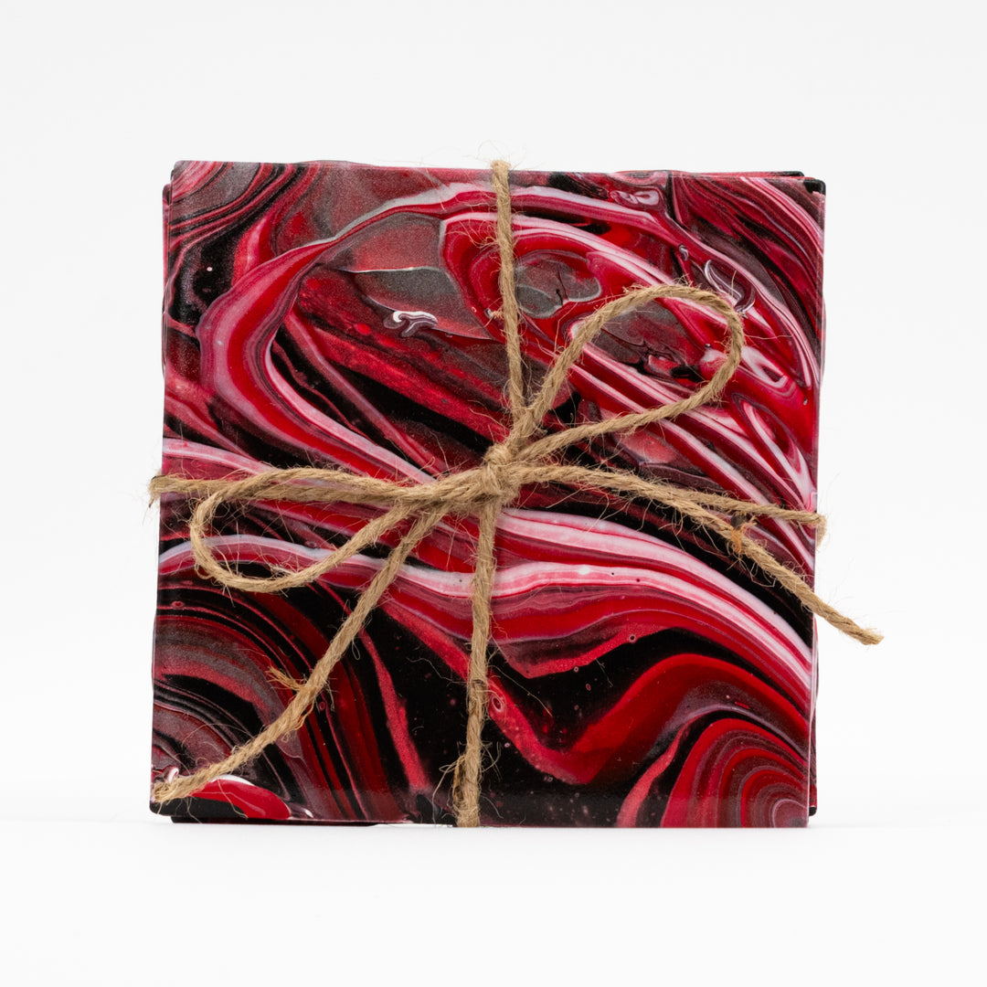 Coasters | Set of 4 | Ceramic and Acrylic | Home Decor | Multiple Color Options | Shelley Parks Art | Made in Kearney, NE