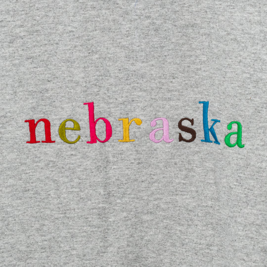 Colorful Nebraska Sweatshirt | Vibrant Embroidery | Cute, Simple, Cozy | Lux by Leslie | Made in Ord, NE