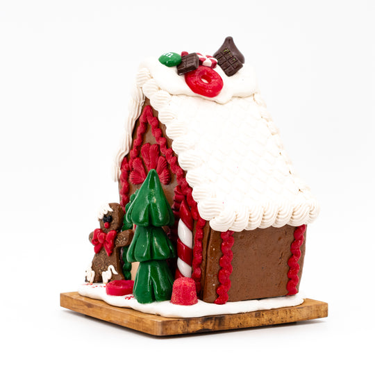 Large Gingerbread House | Slanted, White Roof | Gingerbread Man's House | Holiday Decor | Made in Scottsbluff, NE | Clay Art Originals