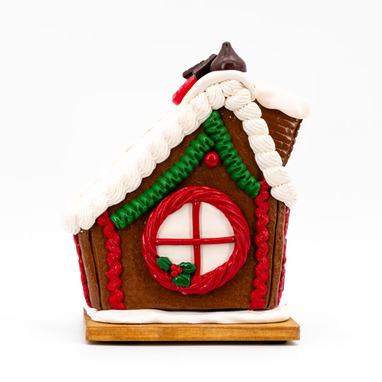 Large Gingerbread House | Slanted, White Roof | Gingerbread Man's House | Holiday Decor | Made in Scottsbluff, NE | Clay Art Originals