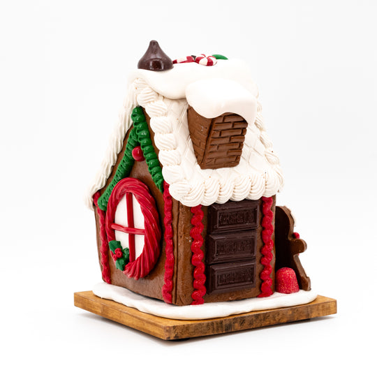 Large Gingerbread House | Slanted, White Roof | Gingerbread Man's House | Holiday Decor | Made in Scottsbluff, NE | Clay Art Originals