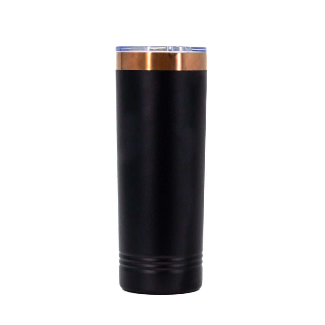 22 oz. Skinny Tumbler with Slider Lid | Nebraska Design | Rose Gold Engraving | Made in Alda, NE | RCK Creations & More