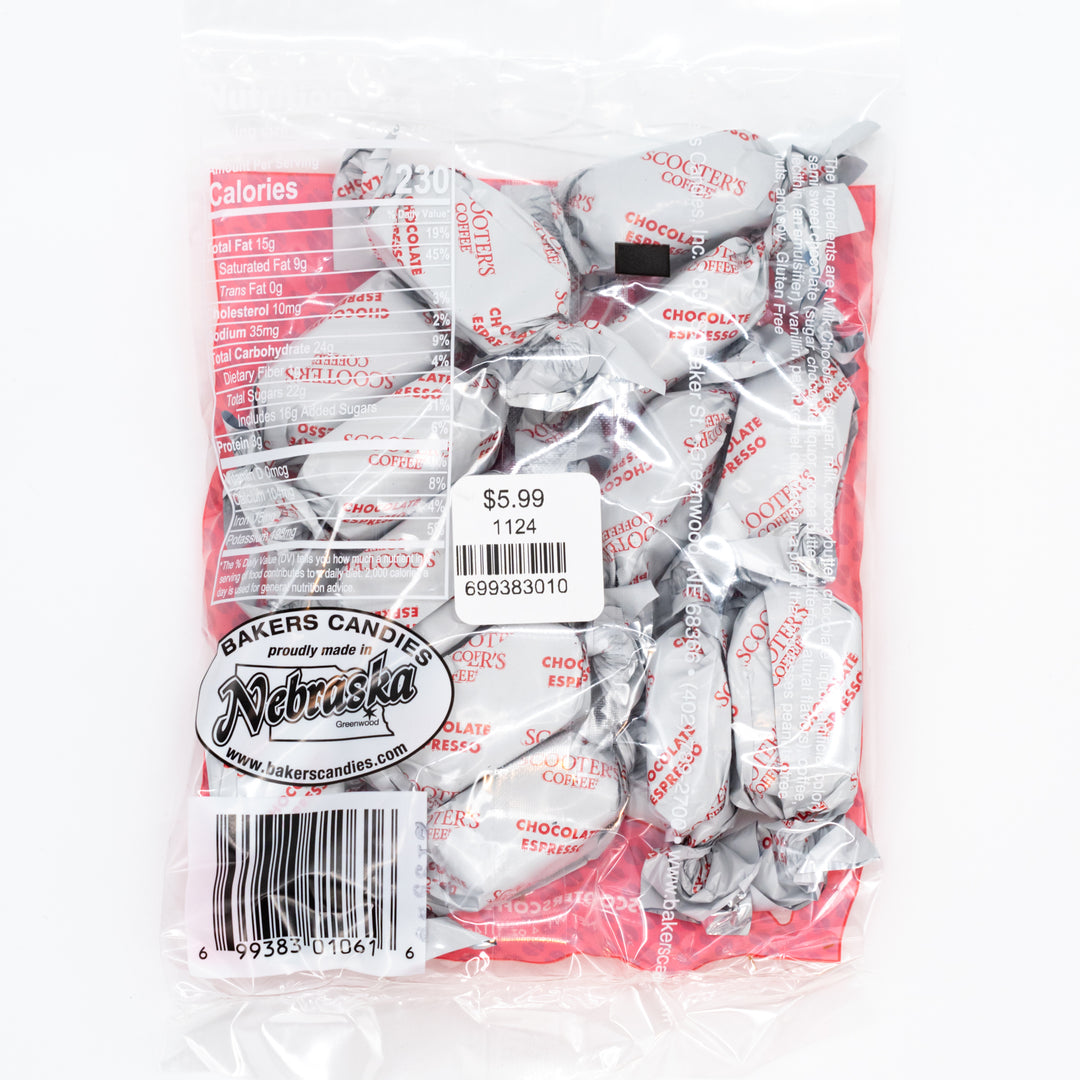 Scooters Chocolate Espresso Meltaways | 4 oz. | Nebraska Chocolate | Individually Wrapped | Sinfully Delicious