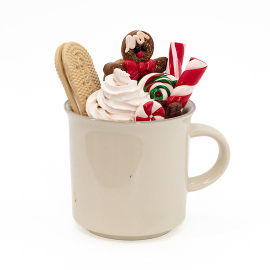 Hot Cocoa Mug Decoration | Holiday Decor | Handmade | Charming Holiday Piece | Made in Scottsbluff, NE | Clay Art Originals