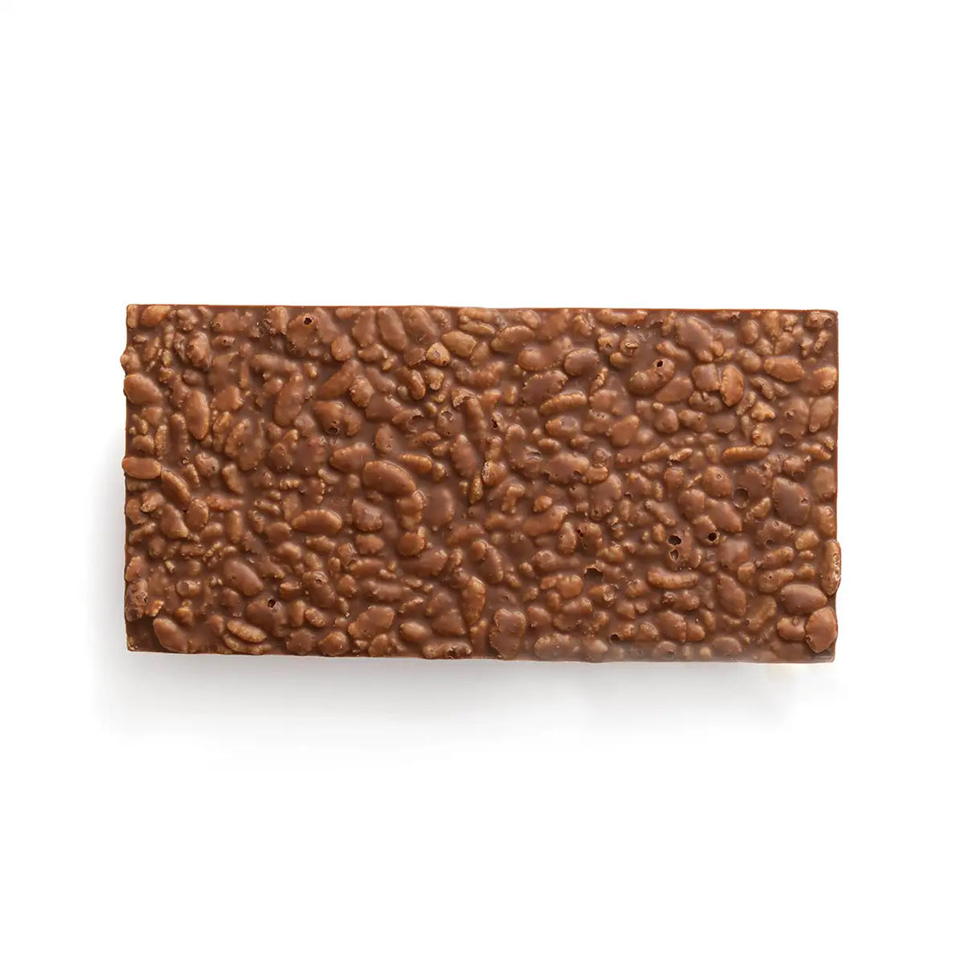 Chocolate bar with a textured surface on a white background